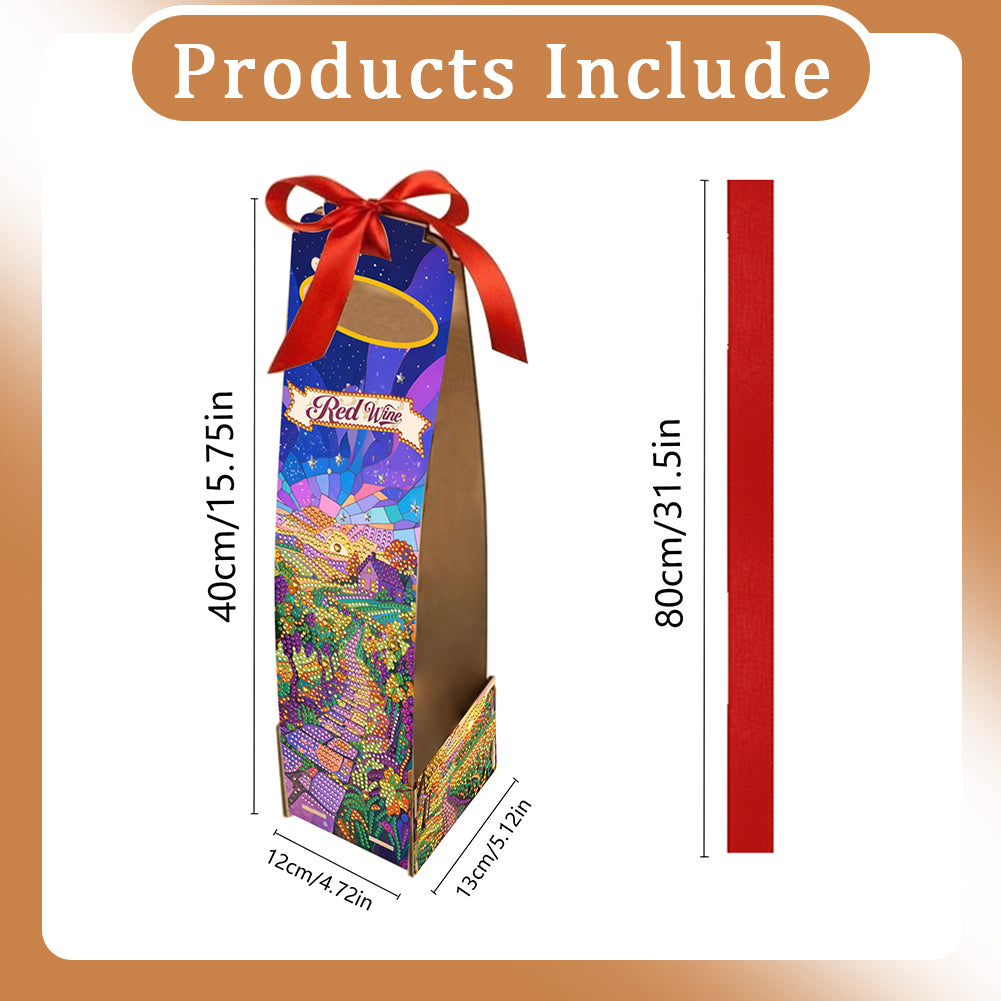 Wooden 5D/DIY Diamond Painting Art Wine Bag Kit for Party Wine Decor (Landscape)