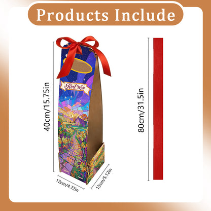 Wooden 5D/DIY Diamond Painting Art Wine Bag Kit for Party Wine Decor (Landscape)