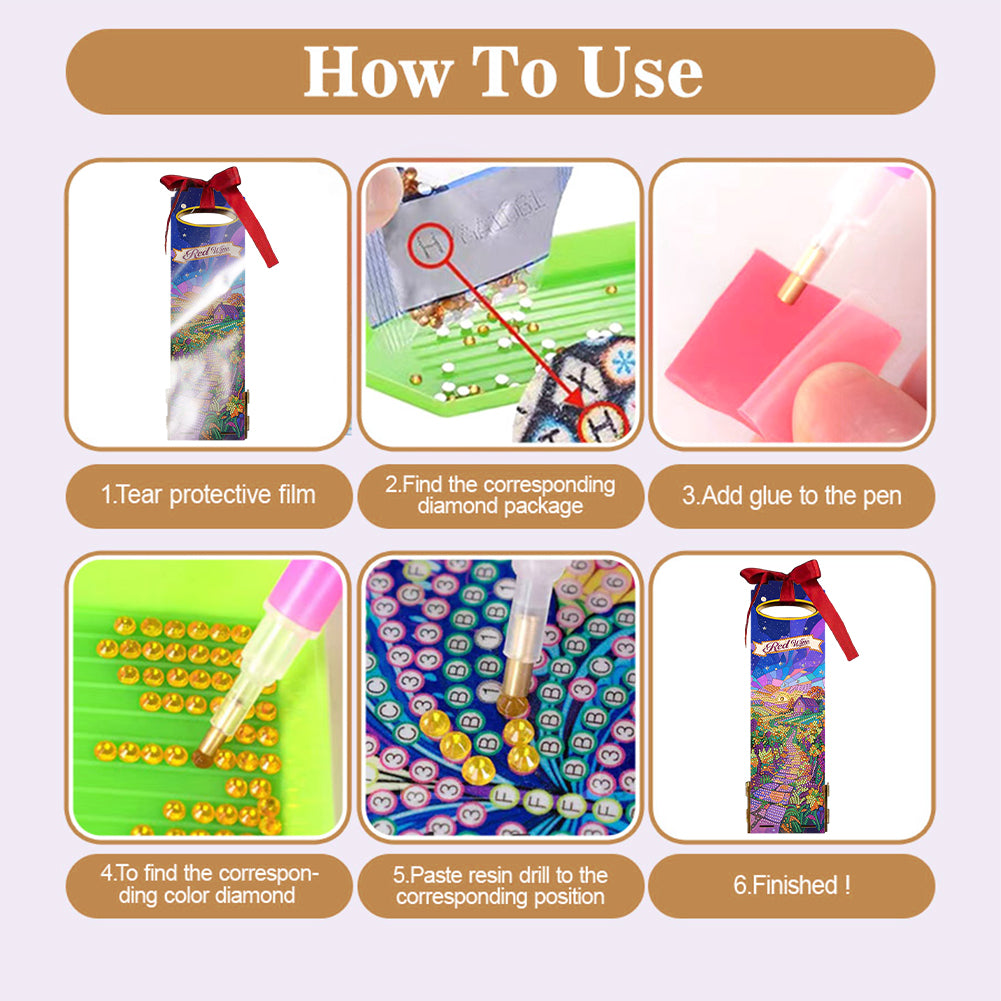 Wooden 5D/DIY Diamond Painting Art Wine Bag Kit for Party Wine Decor (Landscape)