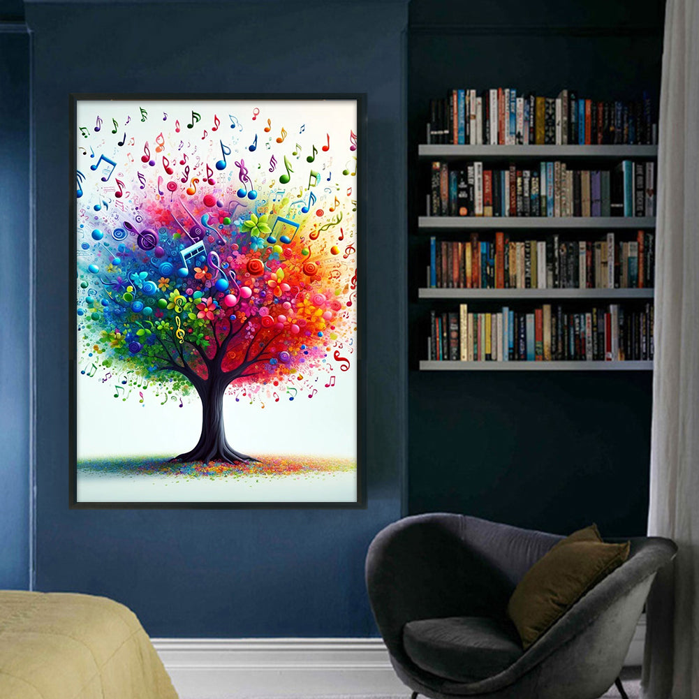 Colorful Musical Note Tree - 11CT Stamped Cross Stitch 40*60CM