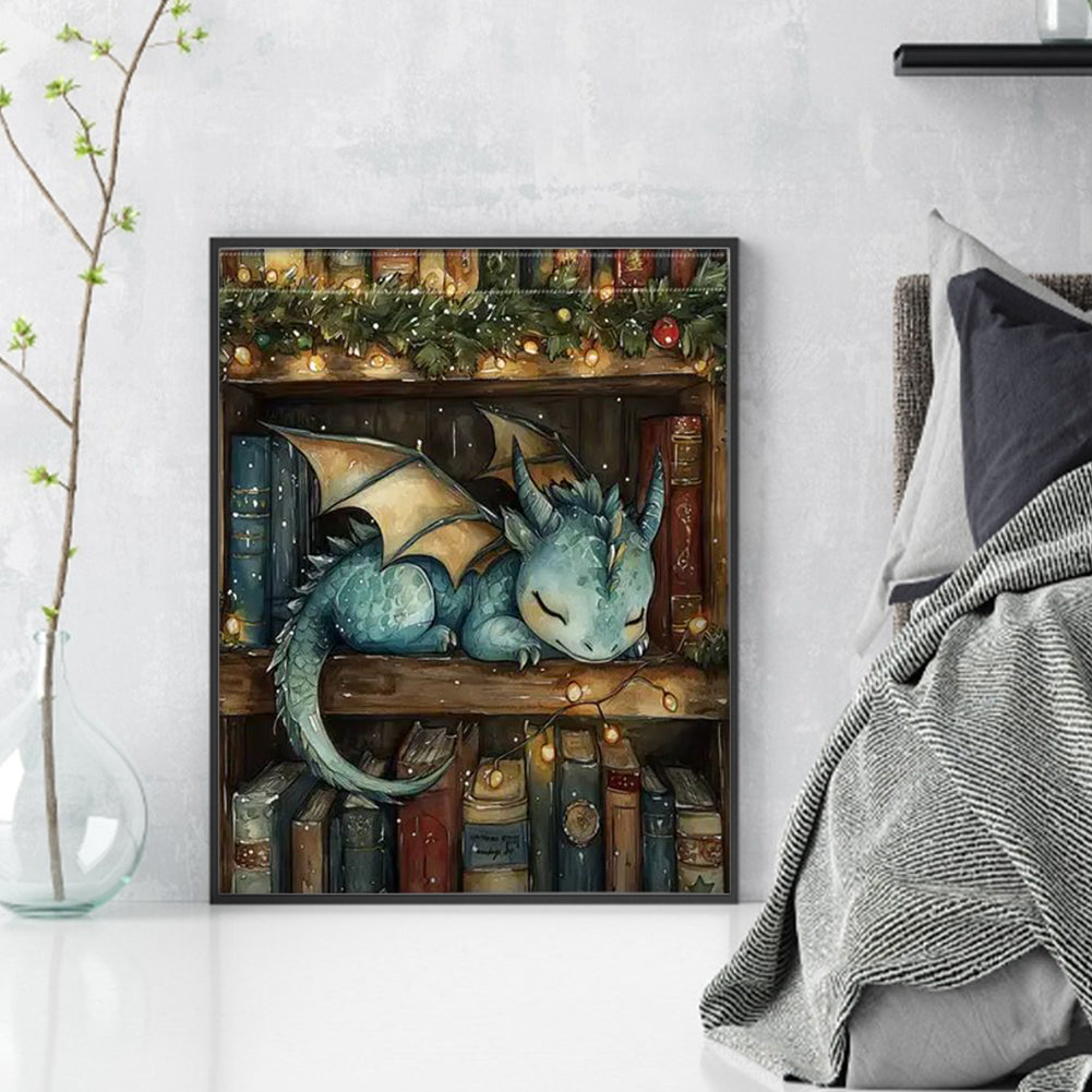Books And Dragon - 11CT Stamped Cross Stitch 40*50CM
