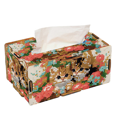Diamond Painting Tissue Box Kits Rhinestone Craft Kit (Kitten Flower Basket)