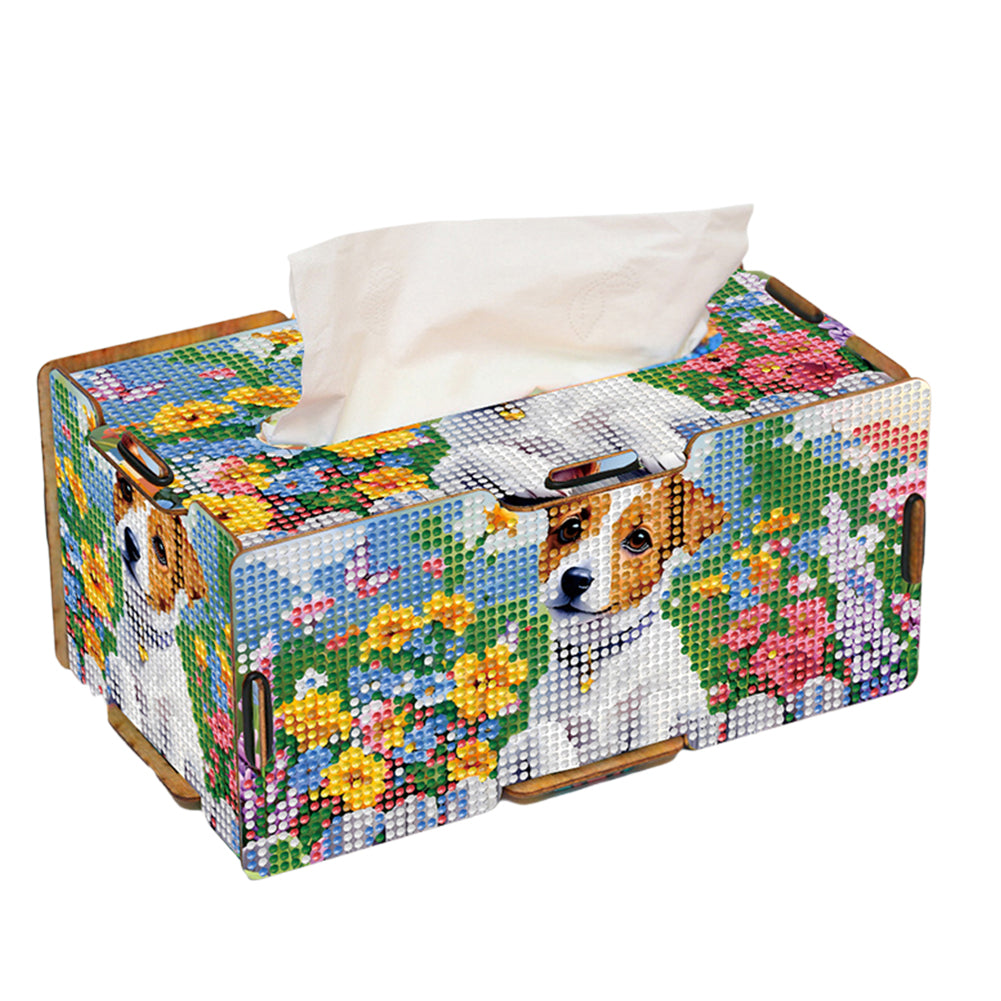 Diamond Painting Tissue Box Kits Decorative Rhinestone Craft Kit (Cute Puppy)