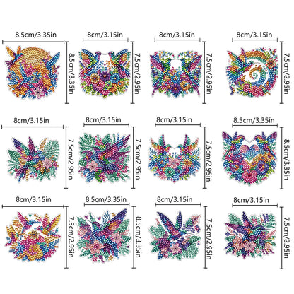 12Pcs Diamond Art Magnets Fridge Sticker Set for Adults Beginners (CN561 Bird)
