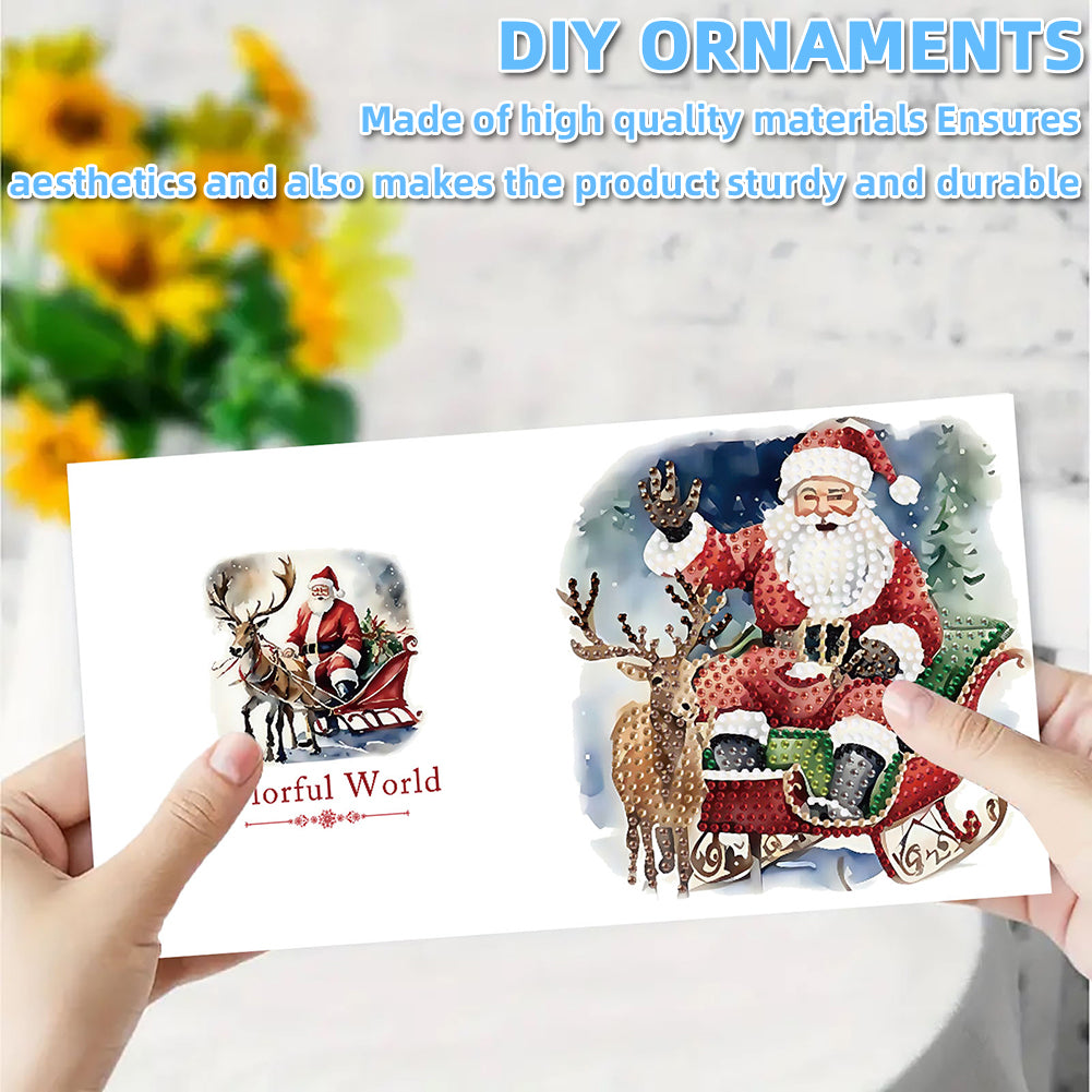 6PCS DIY Diamond Art Greeting Cards Santa Claus Congratulations Cards & Gifts Christmas