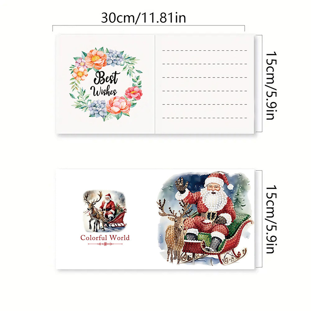 6PCS DIY Diamond Art Greeting Cards Santa Claus Congratulations Cards Gifts