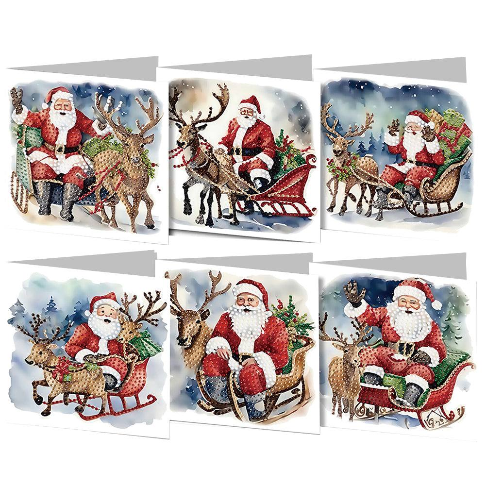 6PCS DIY Diamond Art Greeting Cards Santa Claus Congratulations Cards Gifts