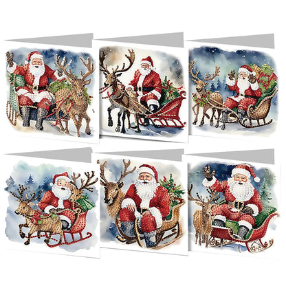 6PCS DIY Diamond Art Greeting Cards Santa Claus Congratulations Cards Gifts