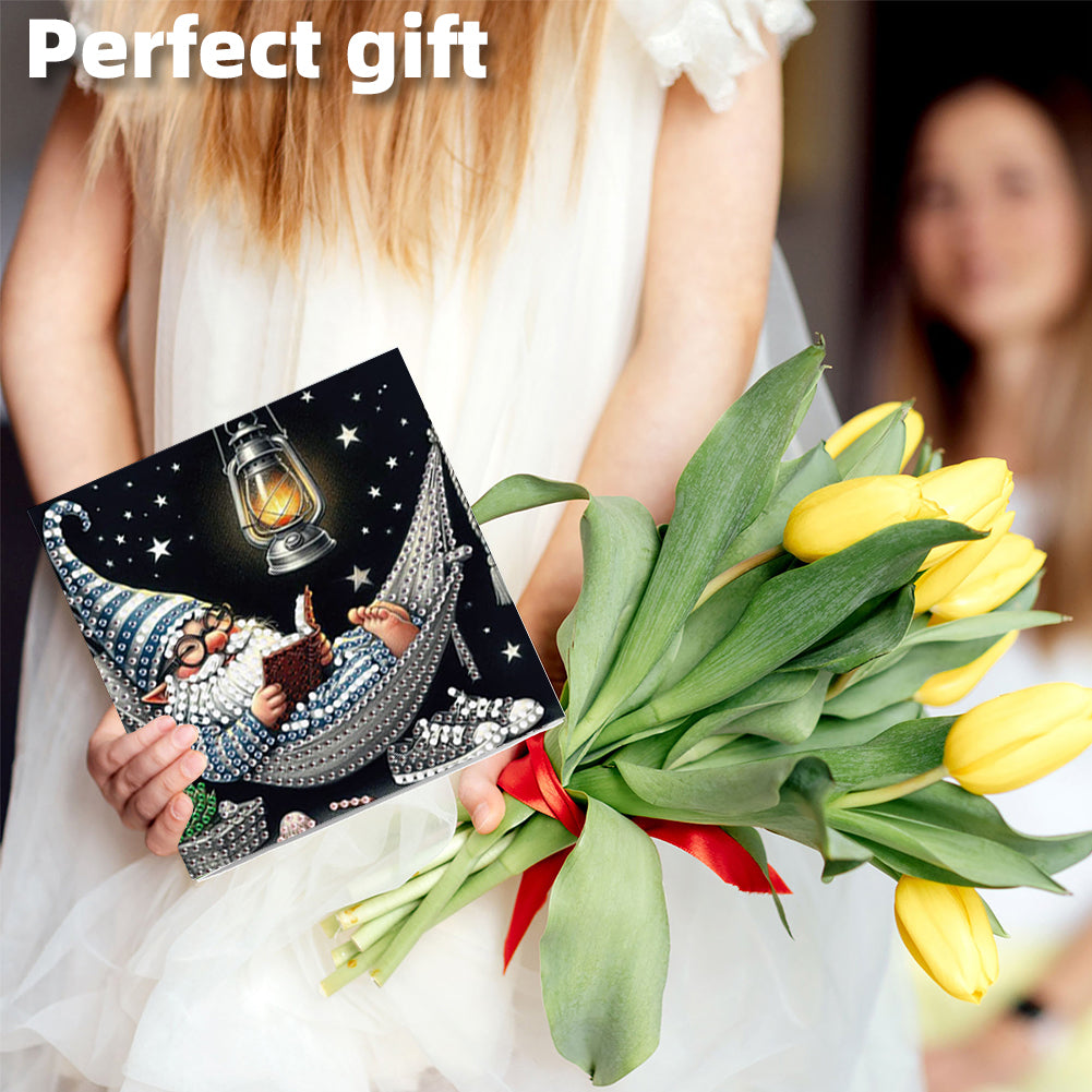 6PCS DIY Diamond Art Greeting Cards Gnome Theme Congratulations Cards & Gifts