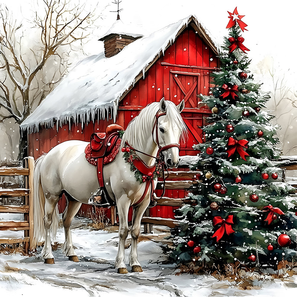 Christmas Horse - Full Round Drill Diamond Painting 30*30CM