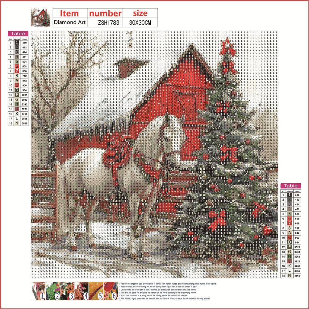 Christmas Horse - Full Round Drill Diamond Painting 30*30CM