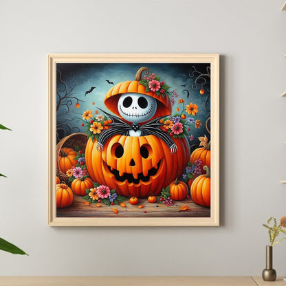 Halloween Skull Pumpkin - Full Round Drill Diamond Painting 40*40CM