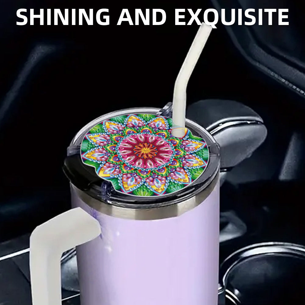 8pcs Mandala DIY Diamond Art Cup Lid Accessories Bling Tumbler Lid Plate