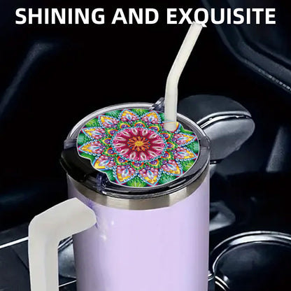 8pcs Mandala DIY Diamond Art Cup Lid Accessories Bling Tumbler Lid Plate