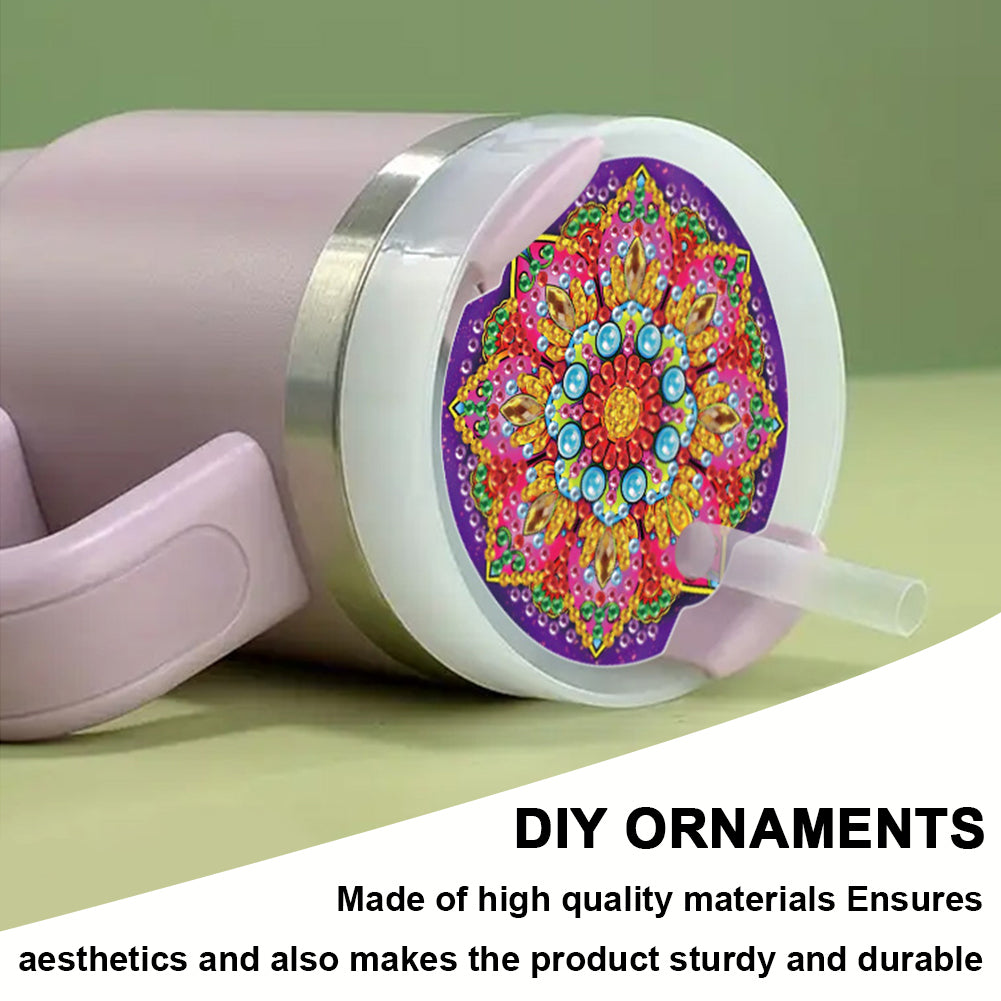 8pcs Mandala DIY Diamond Art Cup Lid Accessories Bling Tumbler Lid Plate