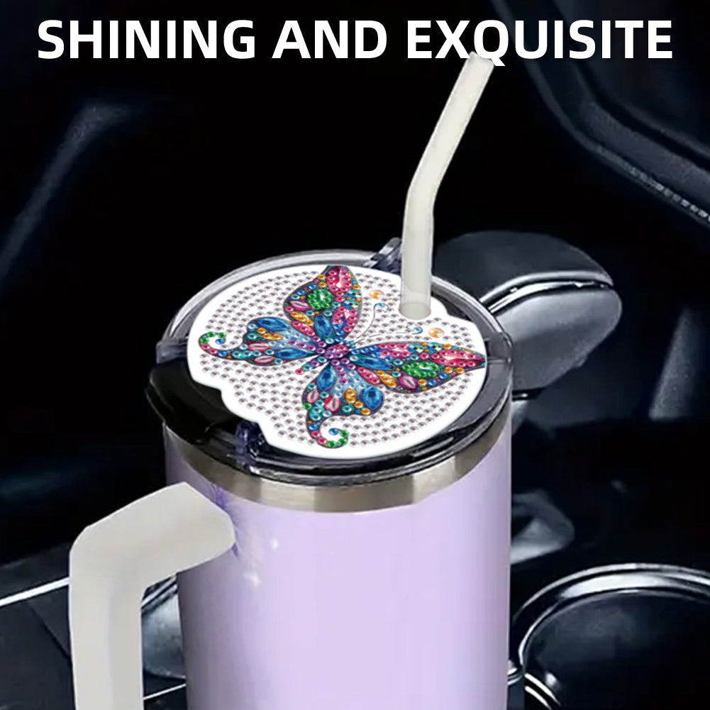 8pcs Butterfly DIY Diamond Art Cup Lid Accessories Bling Tumbler Lid Plate
