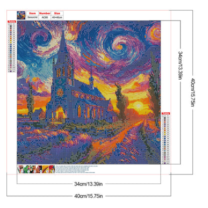 Scenic Starry Sky - Full Round Drill Diamond Painting 40*40CM