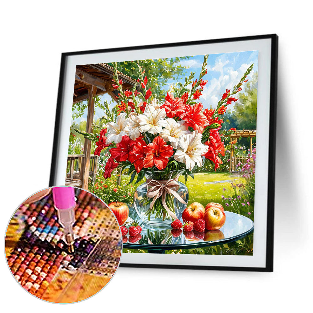 Yard Flower Scenery - Full Round Drill Diamond Painting 40*40CM