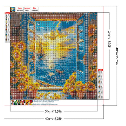 Sea View From The Window - Full Round Drill Diamond Painting 40*40CM