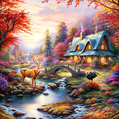 Forest Scenery - Full Round Drill Diamond Painting 40*40CM