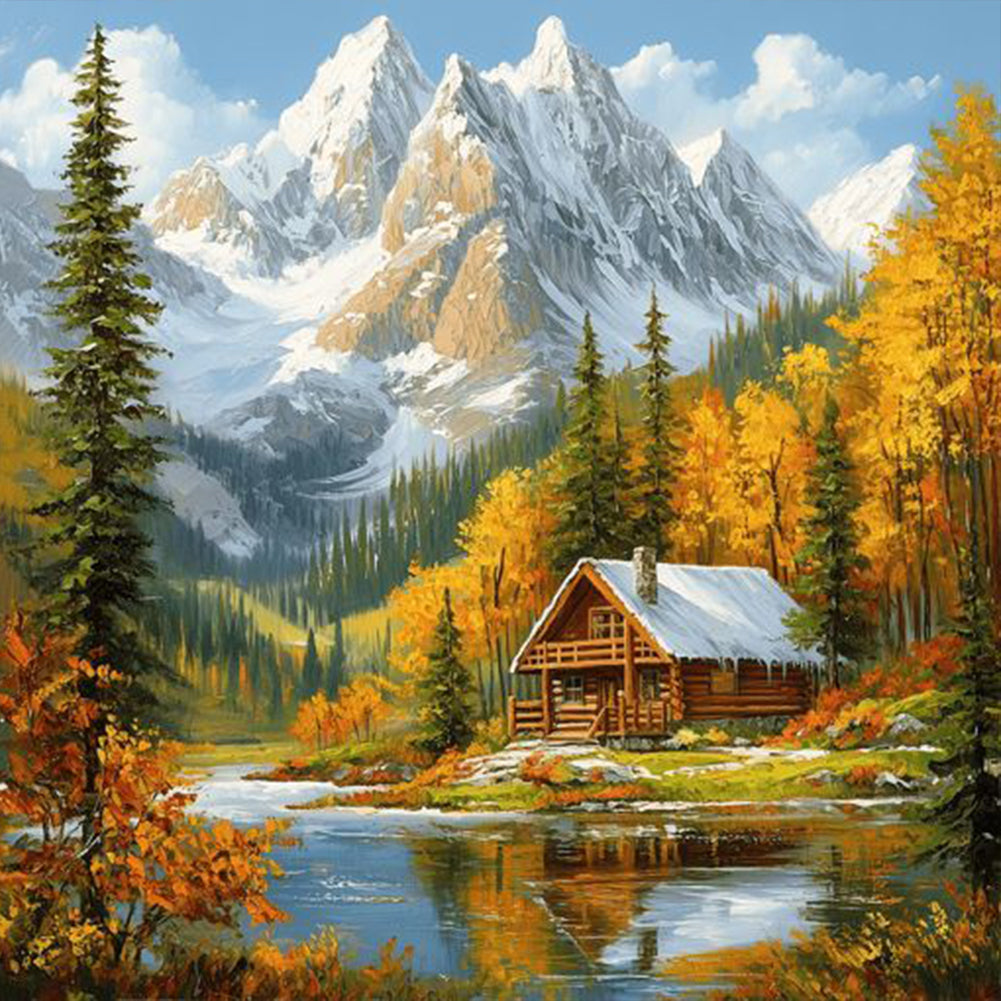 Snow-Capped Mountains In Autumn - Full Round Drill Diamond Painting 40*40CM