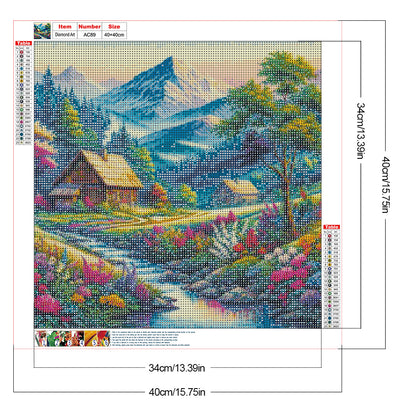 Creek Cabin - Full Round Drill Diamond Painting 40*40CM