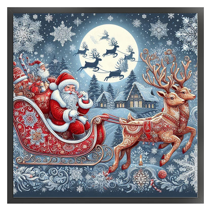 Santa Claus Driving - 11CT Stamped Cross Stitch 50*50CM