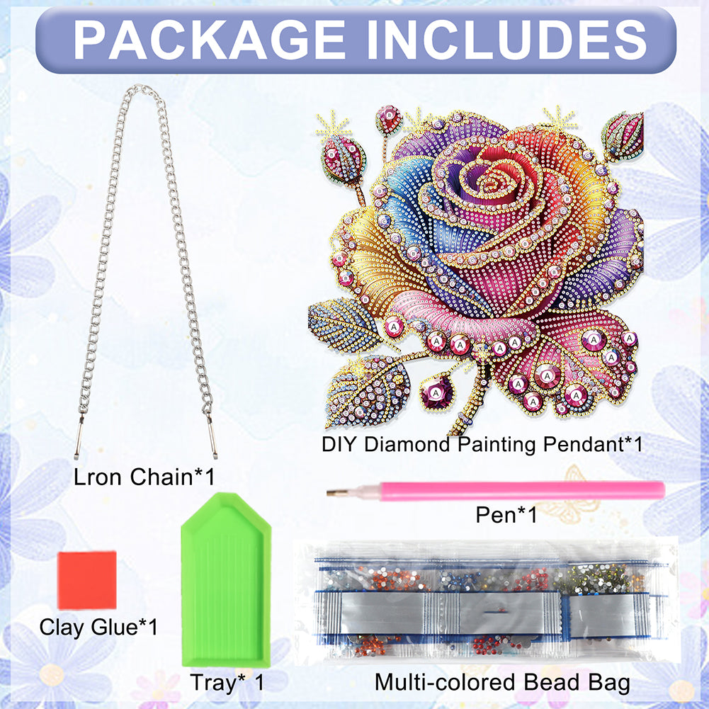2D Flat DIY Rose Diamond Art Pendant Diamond Painting Set Home Decoration Crafts