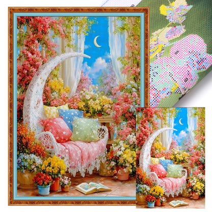 Sofa And Moon - 11CT Stamped Cross Stitch 50*75CM(Mona Lisa Brand)