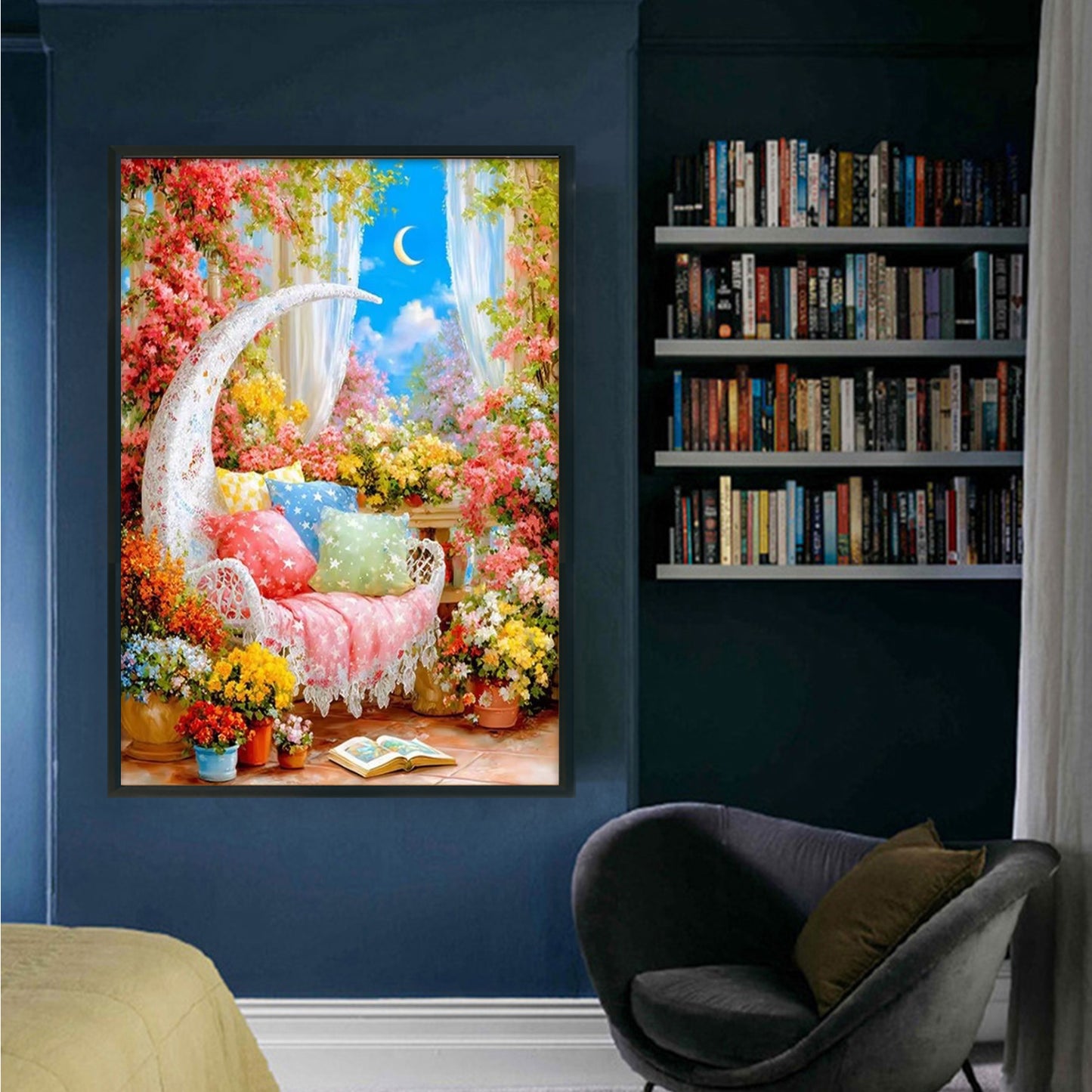 Sofa And Moon - 11CT Stamped Cross Stitch 50*75CM(Mona Lisa Brand)