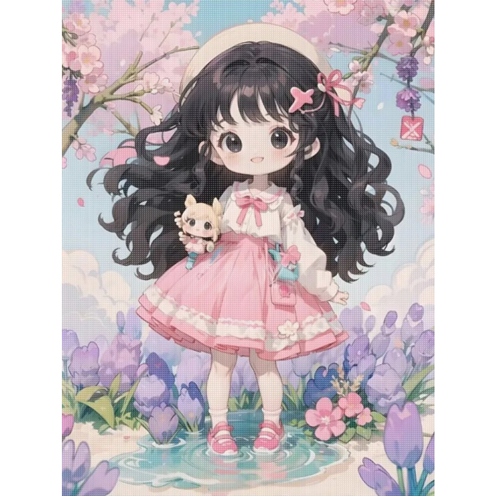 Anime Girl - 11CT Stamped Cross Stitch 40*56CM