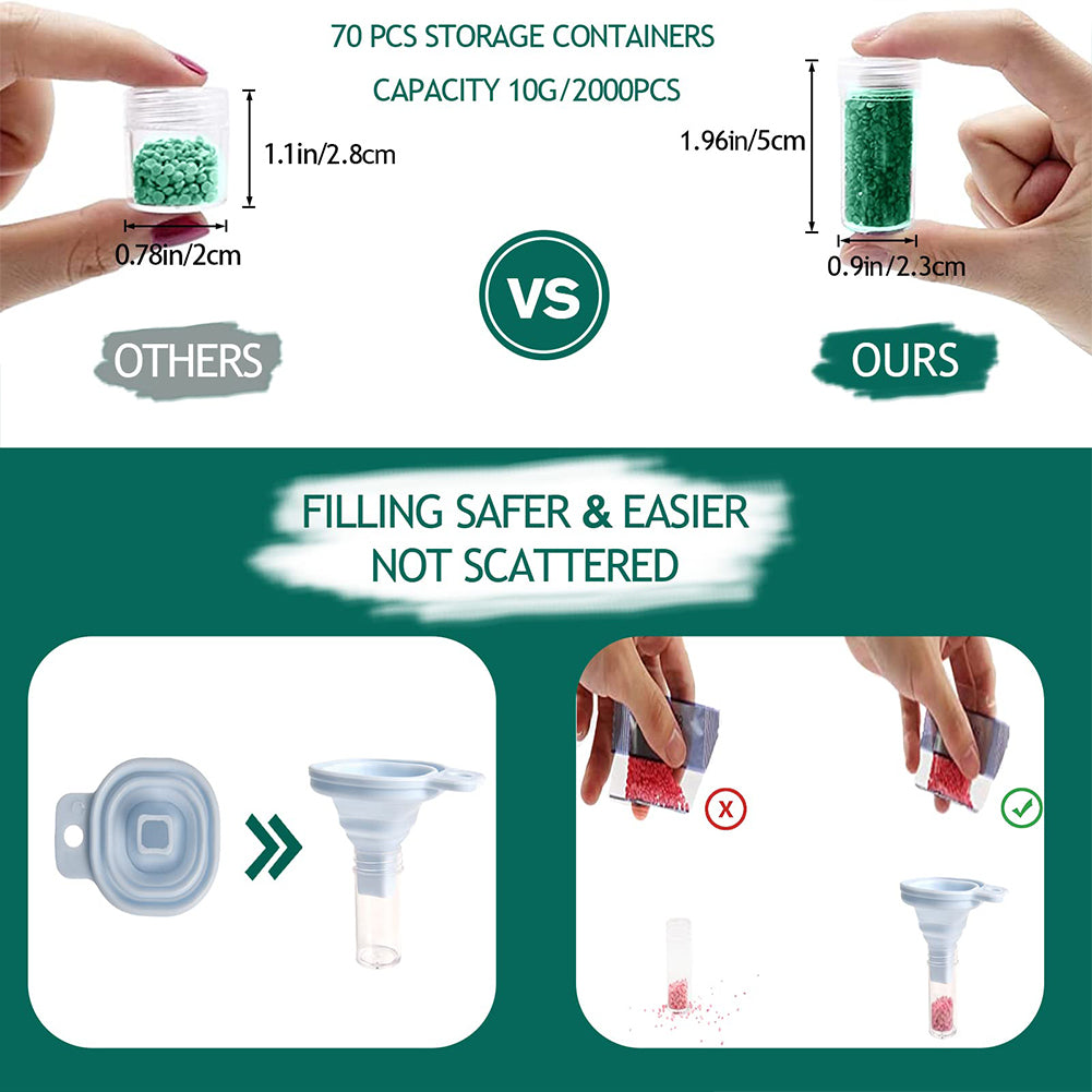 182pcs Bead Bottle Storage Handbag Diamond Painting Toolkit Bead Organizer Tool