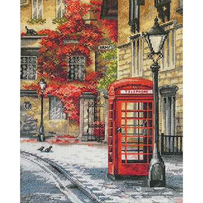 Telephone Booth - 11CT Stamped Cross Stitch 45*55CM£¨Spring£©