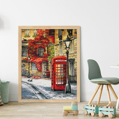 Telephone Booth - 11CT Stamped Cross Stitch 45*55CM£¨Spring£©