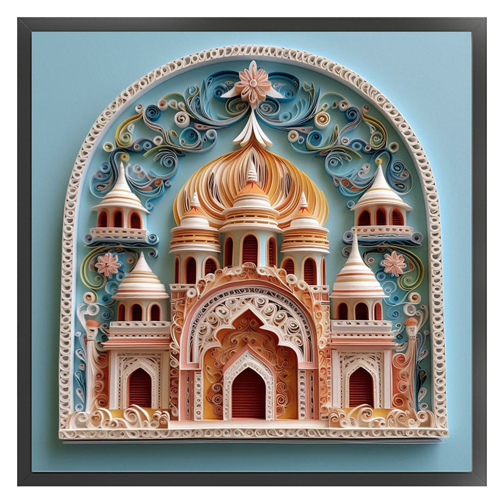 Paper Quilling Castle - 14CT Stamped Cross Stitch 40*40CM
