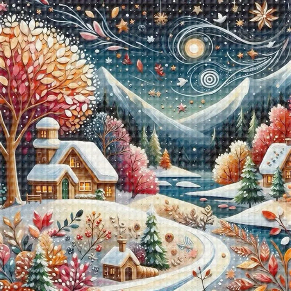 Winter Wind Scenery - 11CT Stamped Cross Stitch 50*50CM