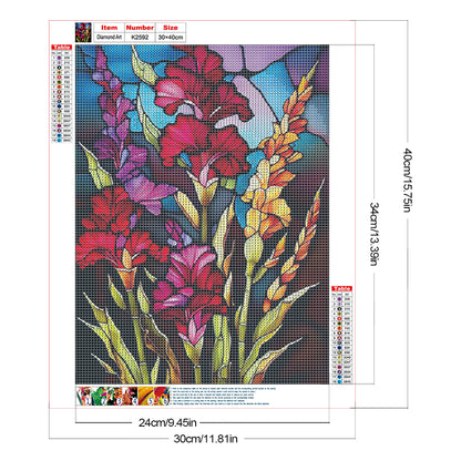 Glass Flowers - Full Round Drill Diamond Painting 30*40CM