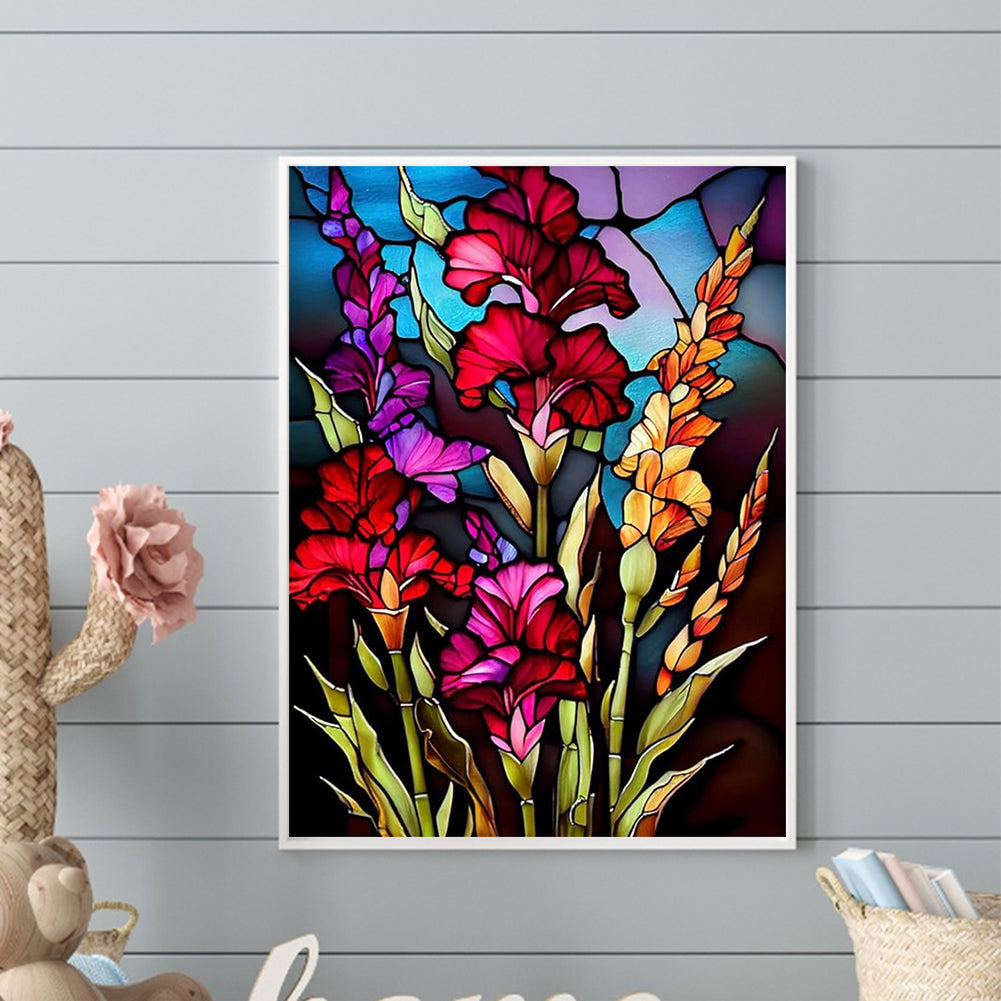 Glass Flowers - Full Round Drill Diamond Painting 30*40CM