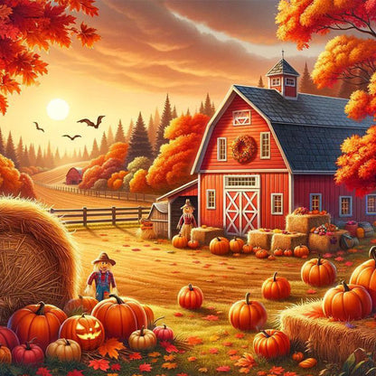 Autumn Farm - Full Round Drill Diamond Painting 40*40CM