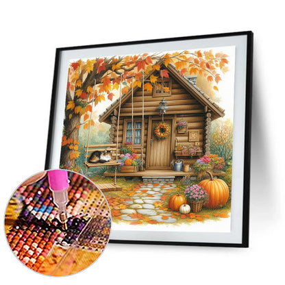 Autumn Cabin - Full Round Drill Diamond Painting 40*40CM