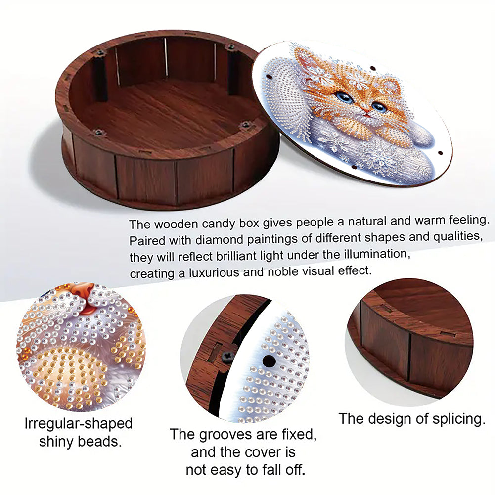 DIY Diamond Painting Storage Box Rhinestones Decorative Snack Case Kit (Cat)