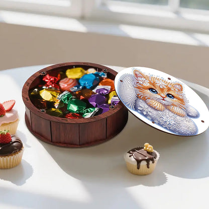 DIY Diamond Painting Storage Box Rhinestones Decorative Snack Case Kit (Cat)