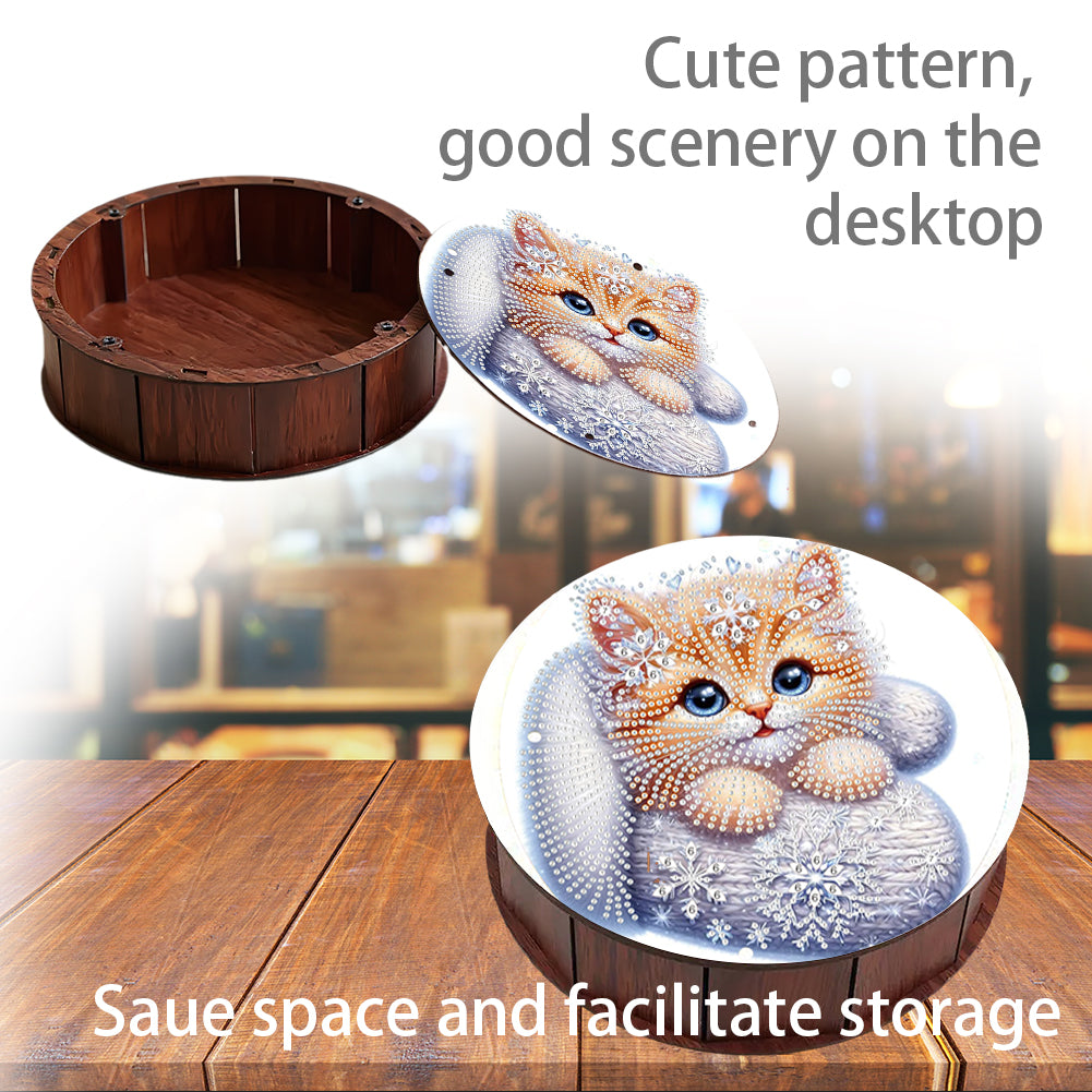DIY Diamond Painting Storage Box Rhinestones Decorative Snack Case Kit (Cat)