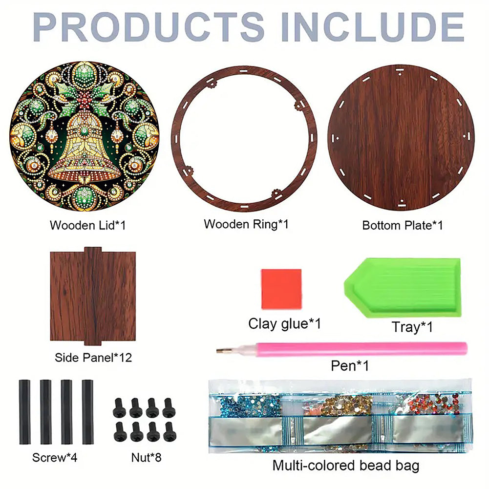 DIY Diamond Painting Storage Box Rhinestones Decorative Snack Case Kit (Bell)