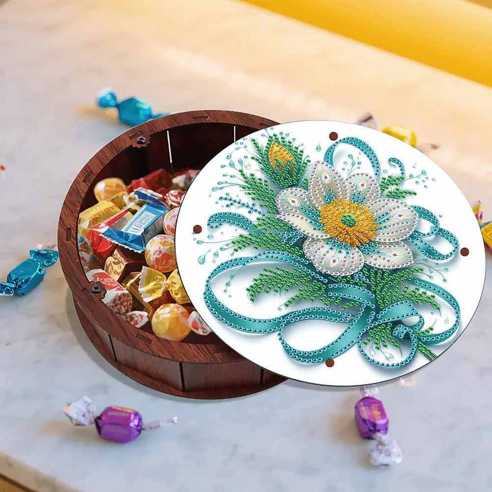 DIY Diamond Painting Storage Box Rhinestones Decorative Snack Case Kit (Flower)