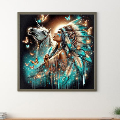 Indian Woman - Full Round Drill Diamond Painting 40*40CM