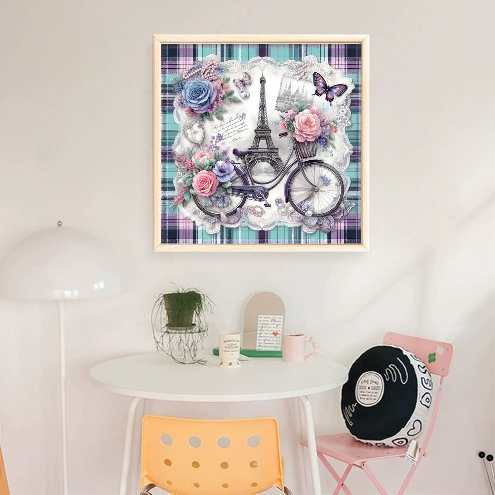 Eiffel Tower And Bicycle - 11CT Stamped Cross Stitch 40*40CM