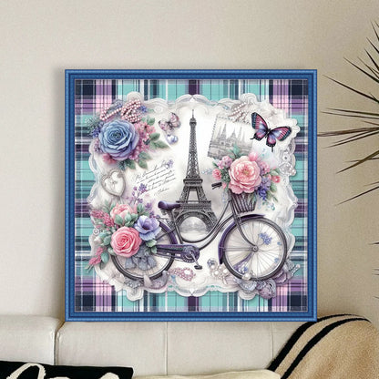 Eiffel Tower And Bicycle - 11CT Stamped Cross Stitch 40*40CM