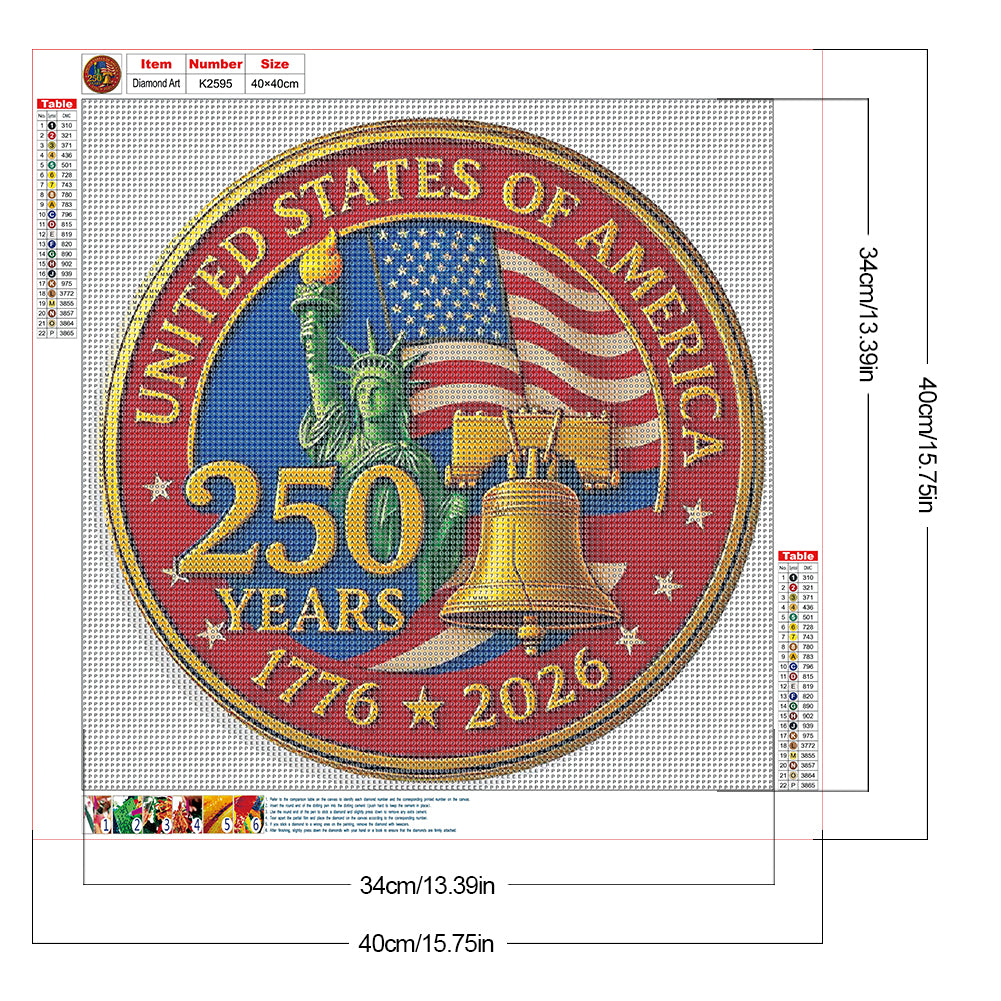 American 250Th Anniversary - Full Round Drill Diamond Painting 40*40CM