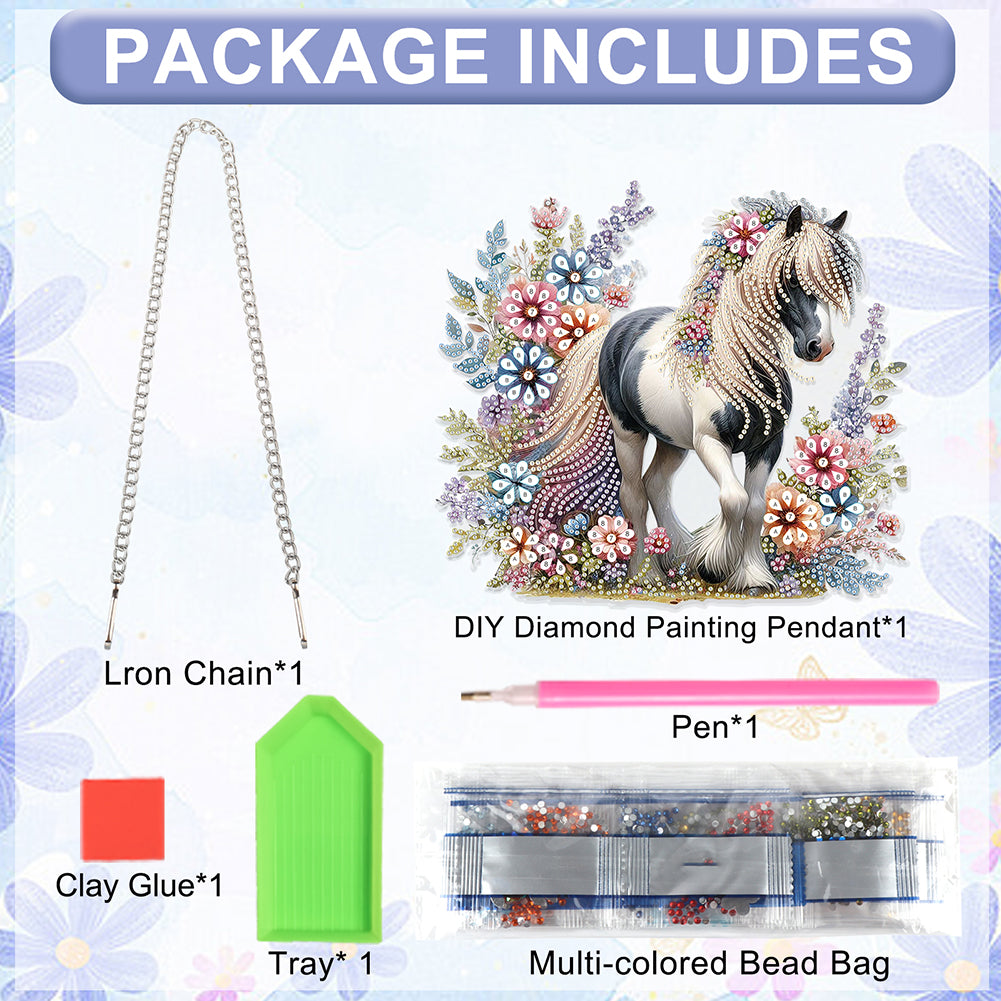 Horse 2D Flat DIY Diamond Art Pendant Special Shape DIY Home Decor Hanging Charm